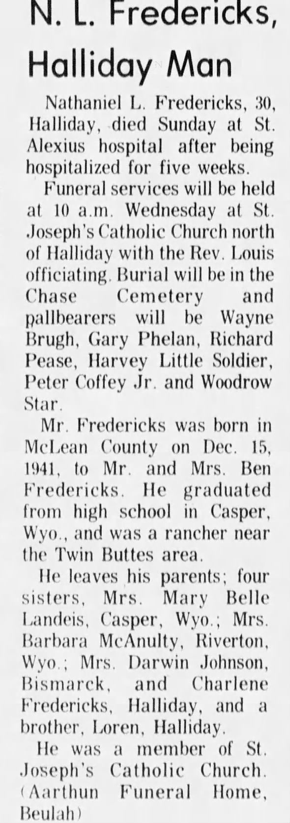Clipping from The Bismarck Tribune